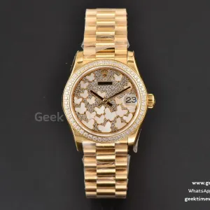 DateJust 31mm Ladies 904L YG WF quadrante con farfalla e diamanti bracciale Oyster A2671