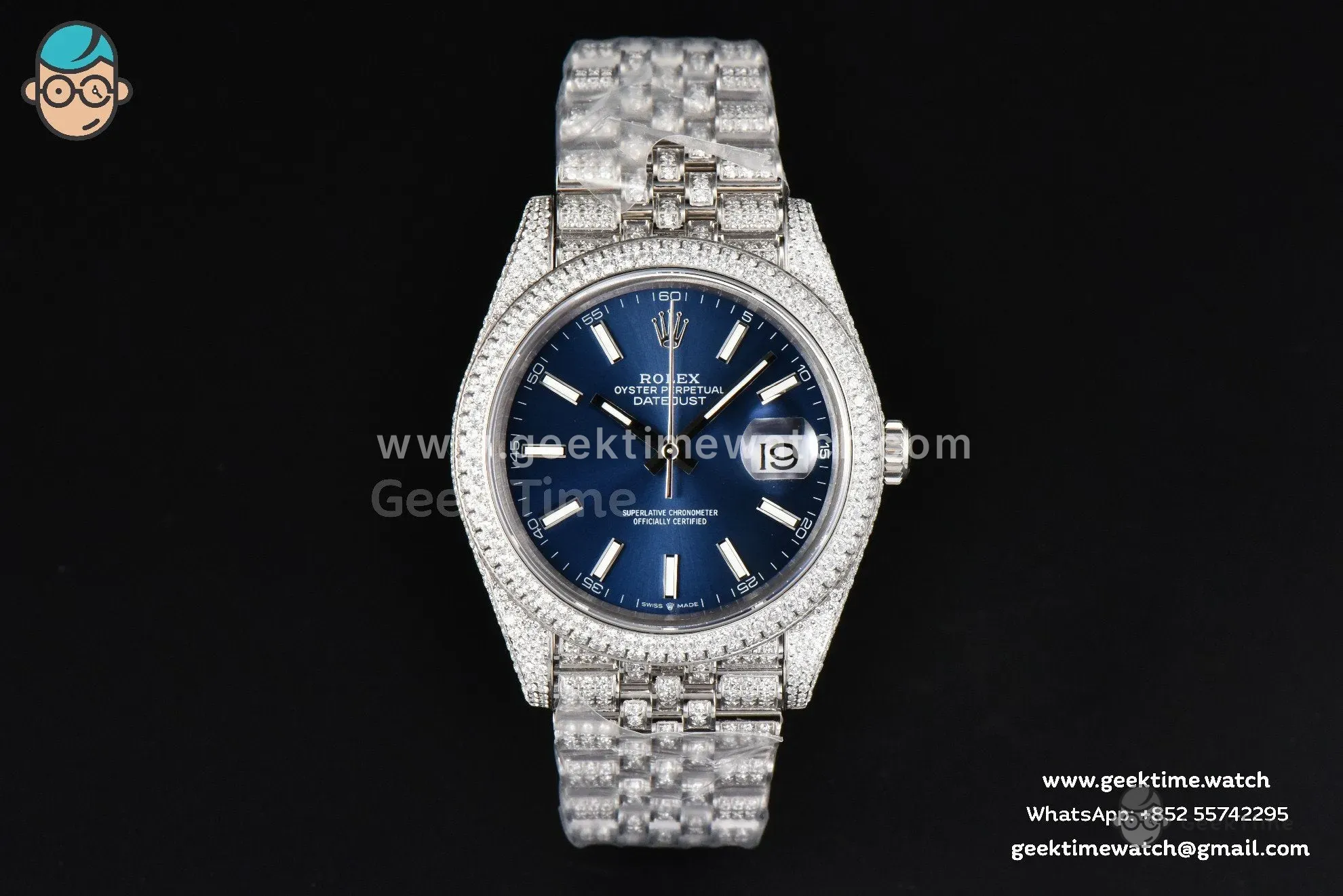 DateJust 41mm Full Diamond GMF Blue Dial Jubilee Bracelet A2824