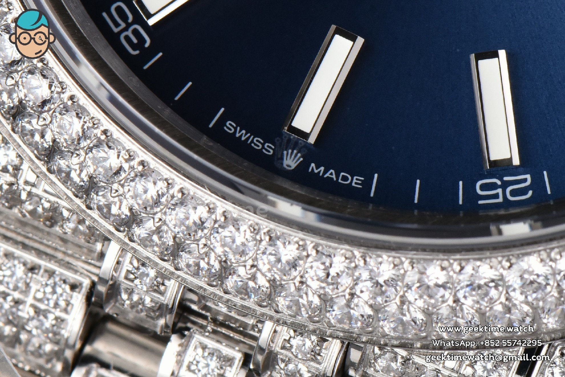 DateJust 41mm Full Diamond GMF Blue Dial Jubilee Bracelet A2824 - Image 7