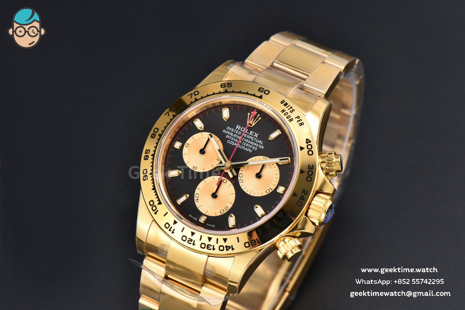 Daytona 116508 YG APSF quadrante nero/YG indice luminescente lancetta rossa bracciale YG SH4130 - Image 2