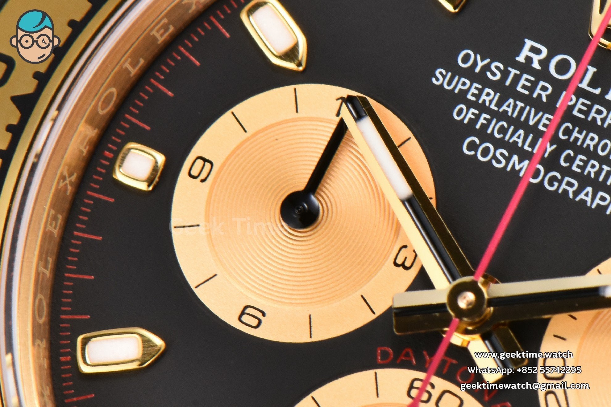 Daytona 116508 YG APSF quadrante nero/YG indice luminescente lancetta rossa bracciale YG SH4130 - Image 6
