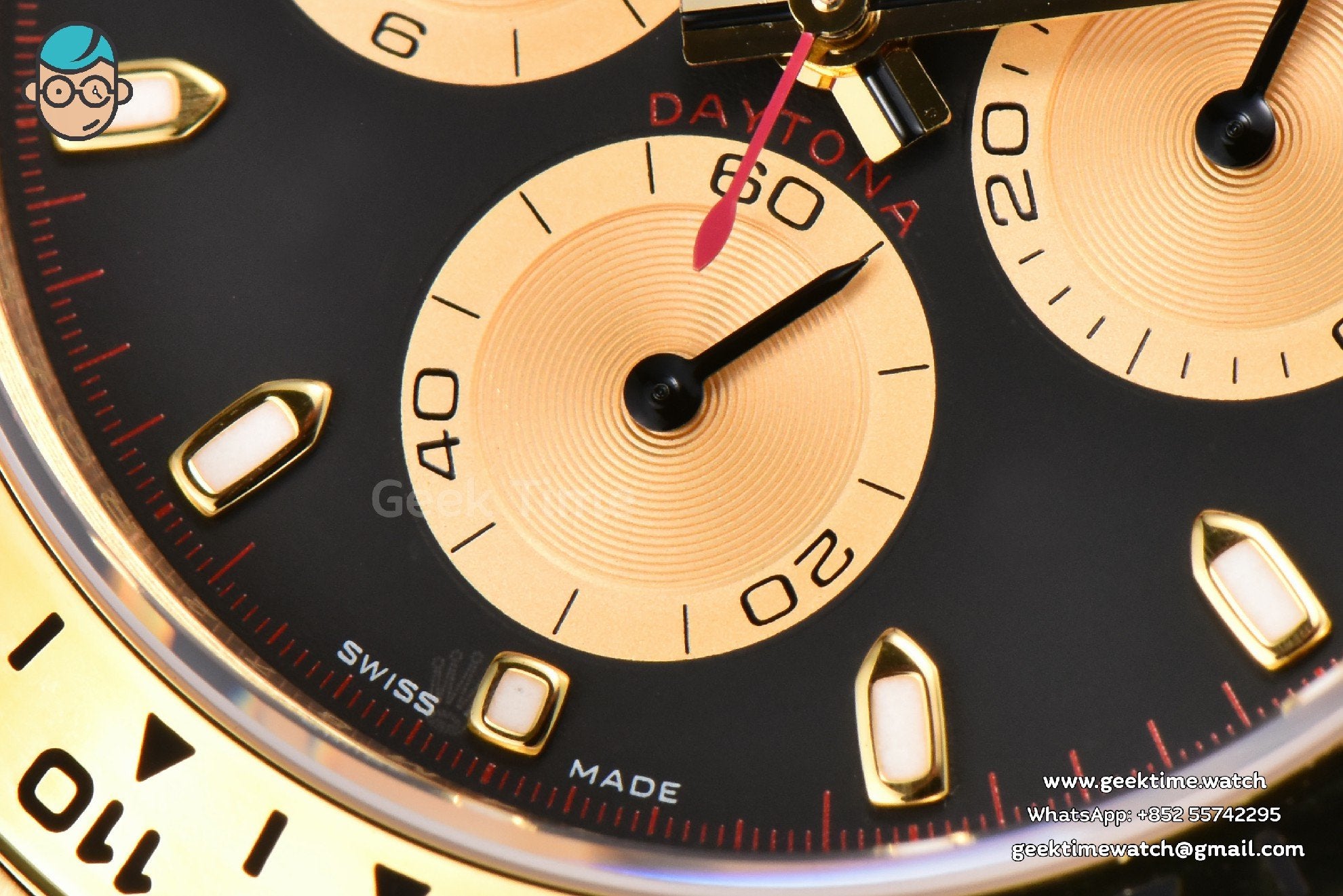 Daytona 116508 YG APSF quadrante nero/YG indice luminescente lancetta rossa bracciale YG SH4130 - Image 8