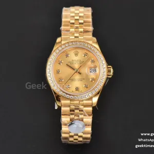 DateJust 28mm Ladies WF YG quadrante oro con diamanti indice diamantato bracciale Jubilee A2236