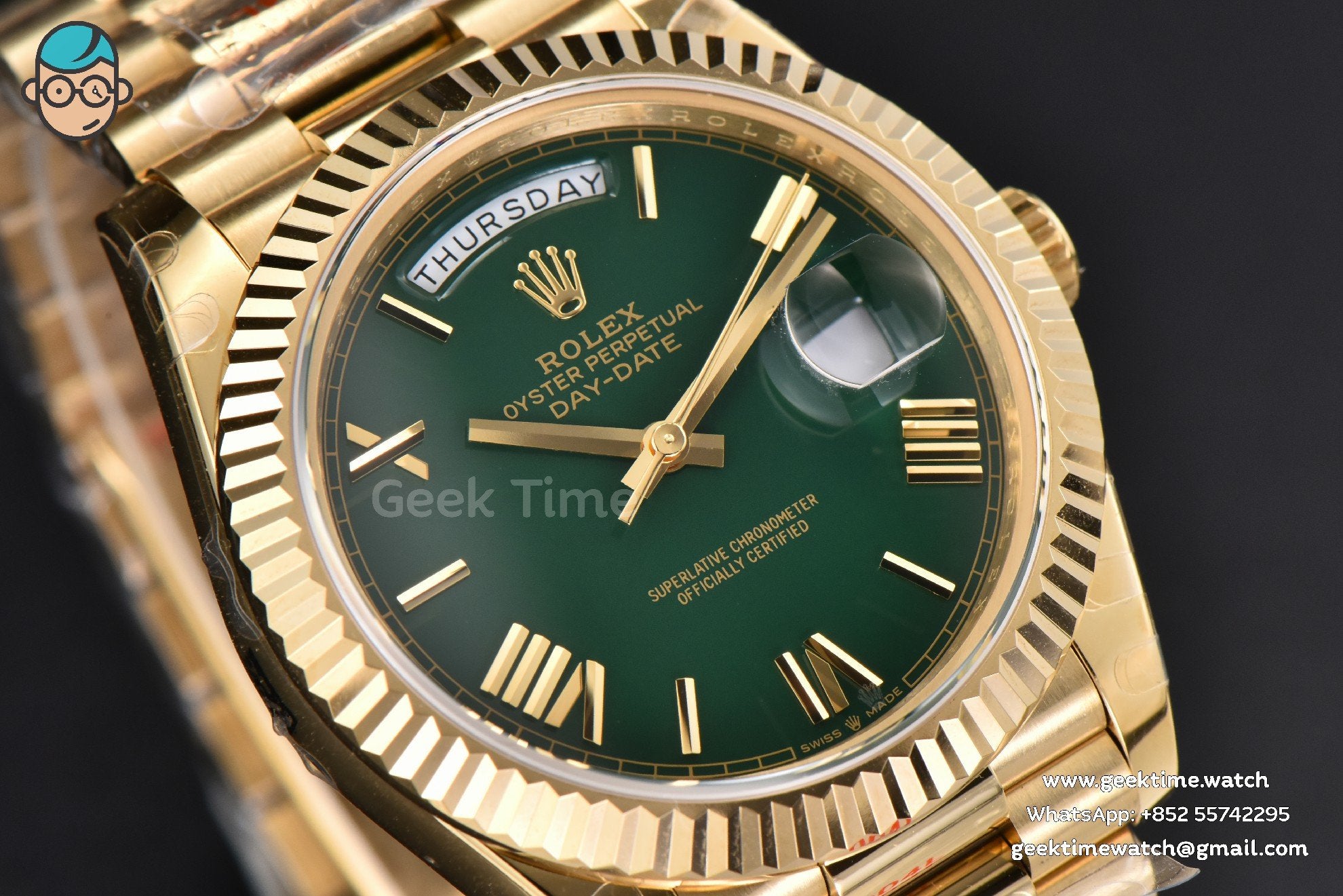 Day-Date 40mm 904L GMF YG esfera verde brazalete YG A2836 - Image 11