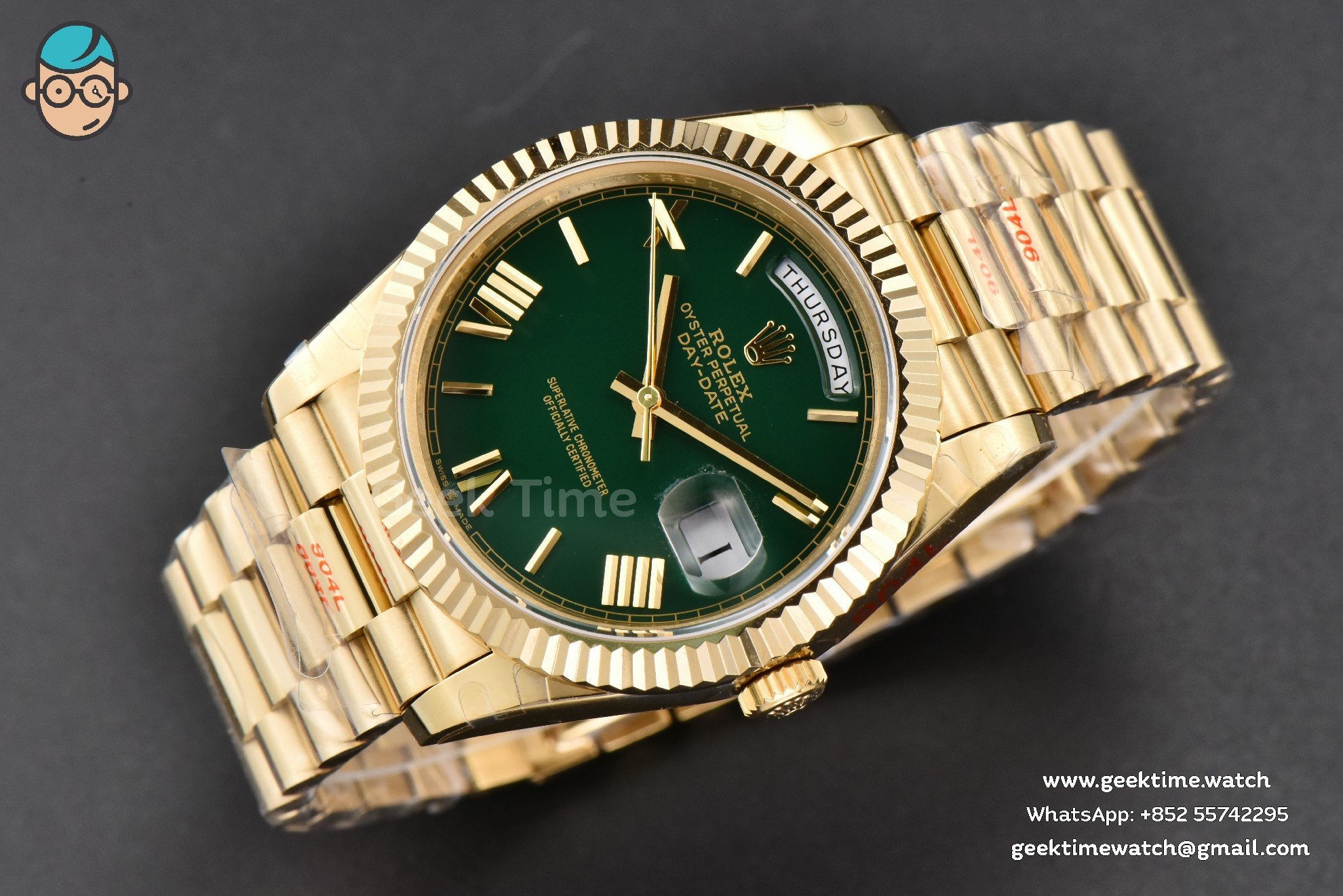 Day-Date 40mm 904L GMF YG esfera verde brazalete YG A2836 - Image 14