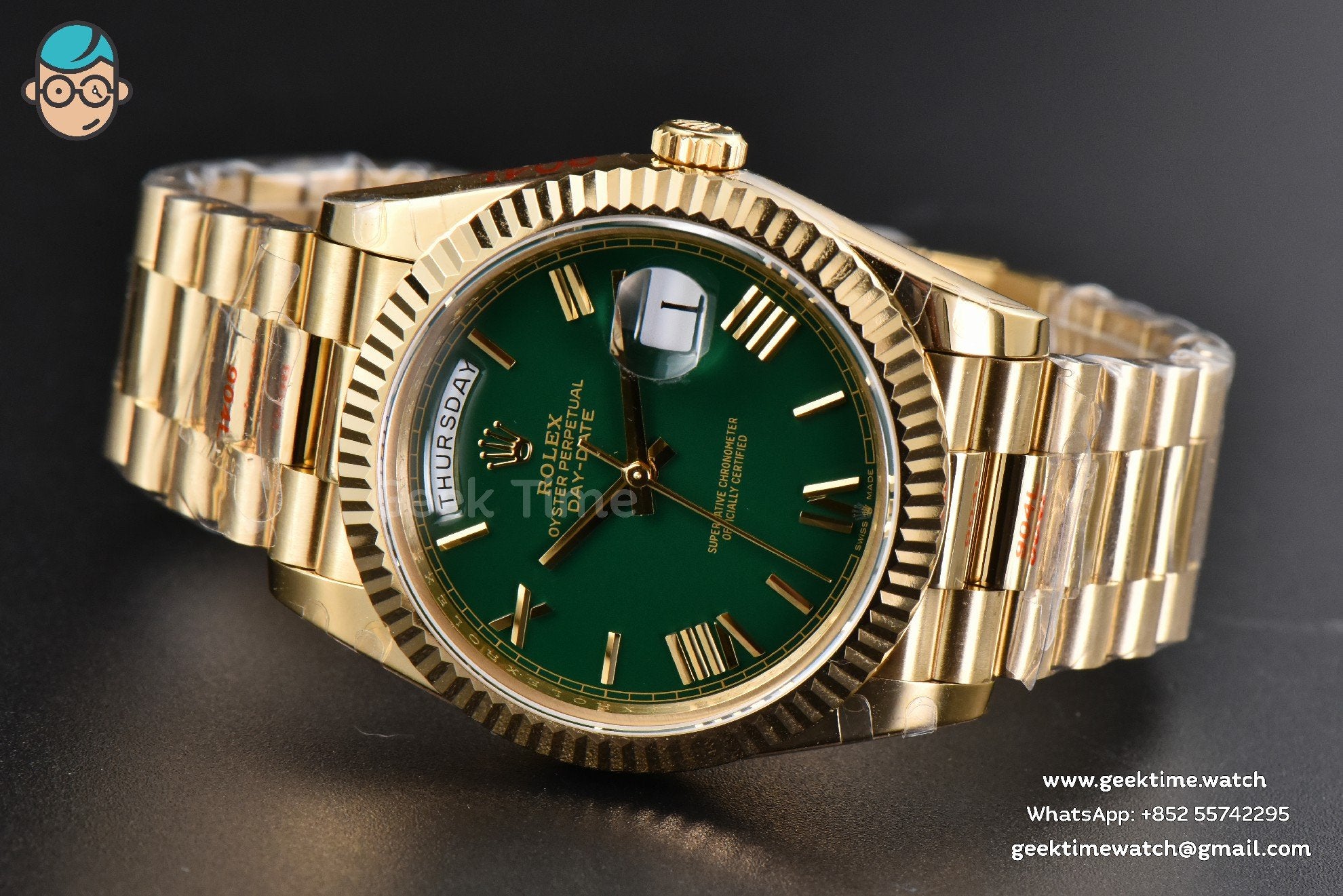 Day-Date 40mm 904L GMF YG esfera verde brazalete YG A2836 - Image 15