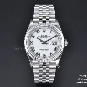 DateJust 36mm 126234 904L VSF quadrante bianco indice Roma bracciale Jubilee VS3235