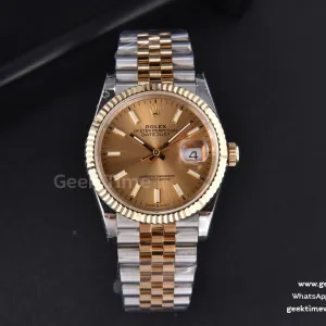 DateJust 36mm 904L YG/SS GMF bisel estriado esfera YG índices luminiscentes brazalete Jubilee VR3235