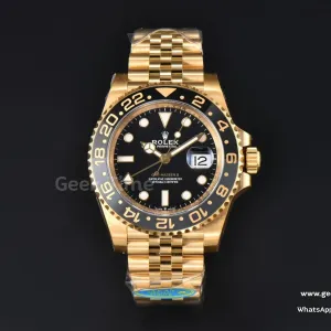 GMT Master II 126718 40mm Clean CF YG Black/Gray Bezel Black Dial Jubilee Bracelet DD3285