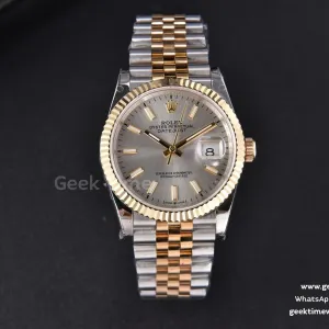 DateJust 36mm YG/SS GMF quadrante argento bracciale Jubilee VR3235