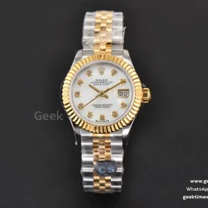 DateJust 28mm Ladies WF YG/SS quadrante in madreperla indice diamantato bracciale Jubilee A2236