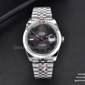 DateJust 41mm SS GMF quadrante grigio Wimbledon indice verde lunetta zigrinata bracciale Jubilee VR3235