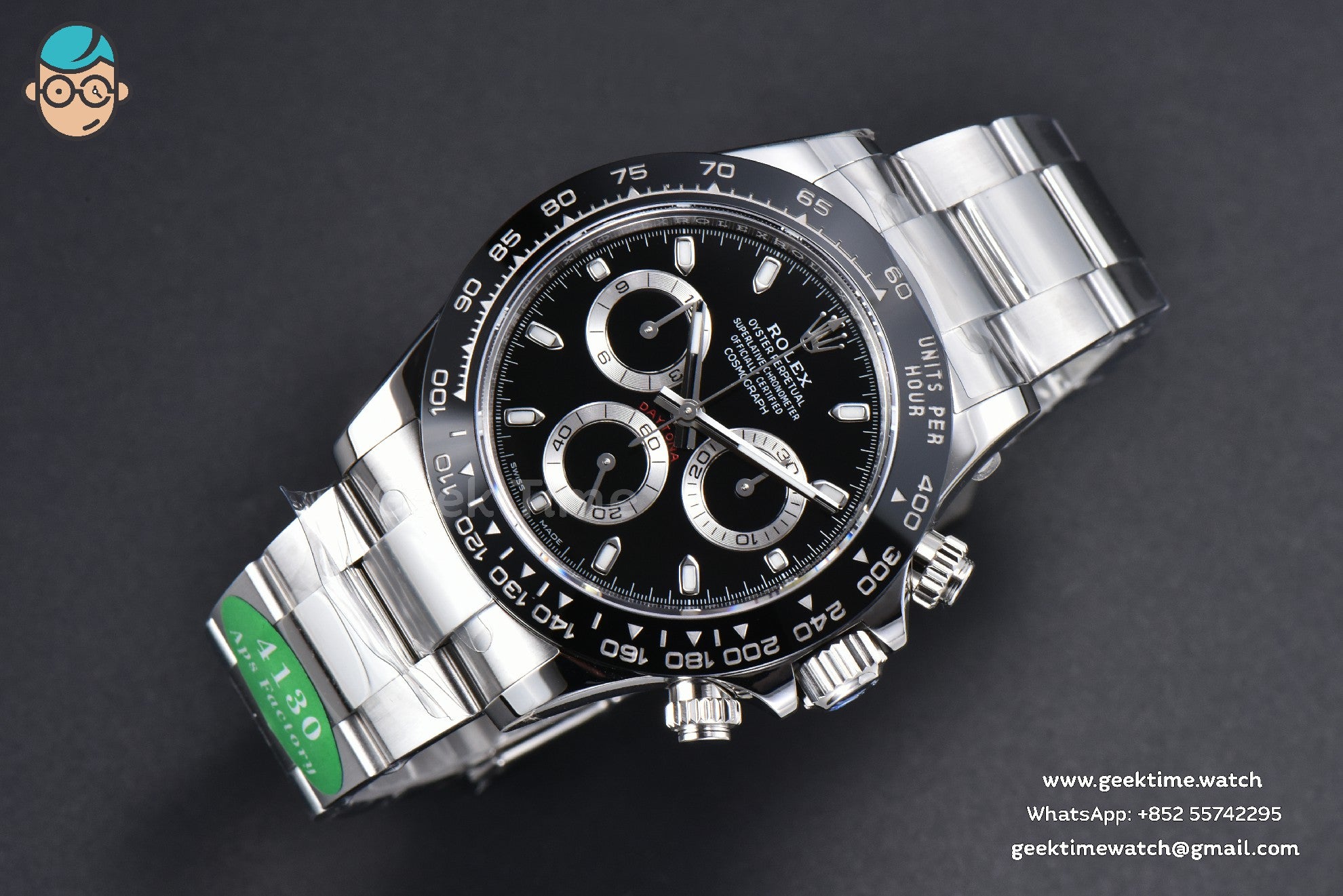 Daytona 116500 SS APSF esfera negra bisel de cerámica brazalete SS SH4130 - Image 4