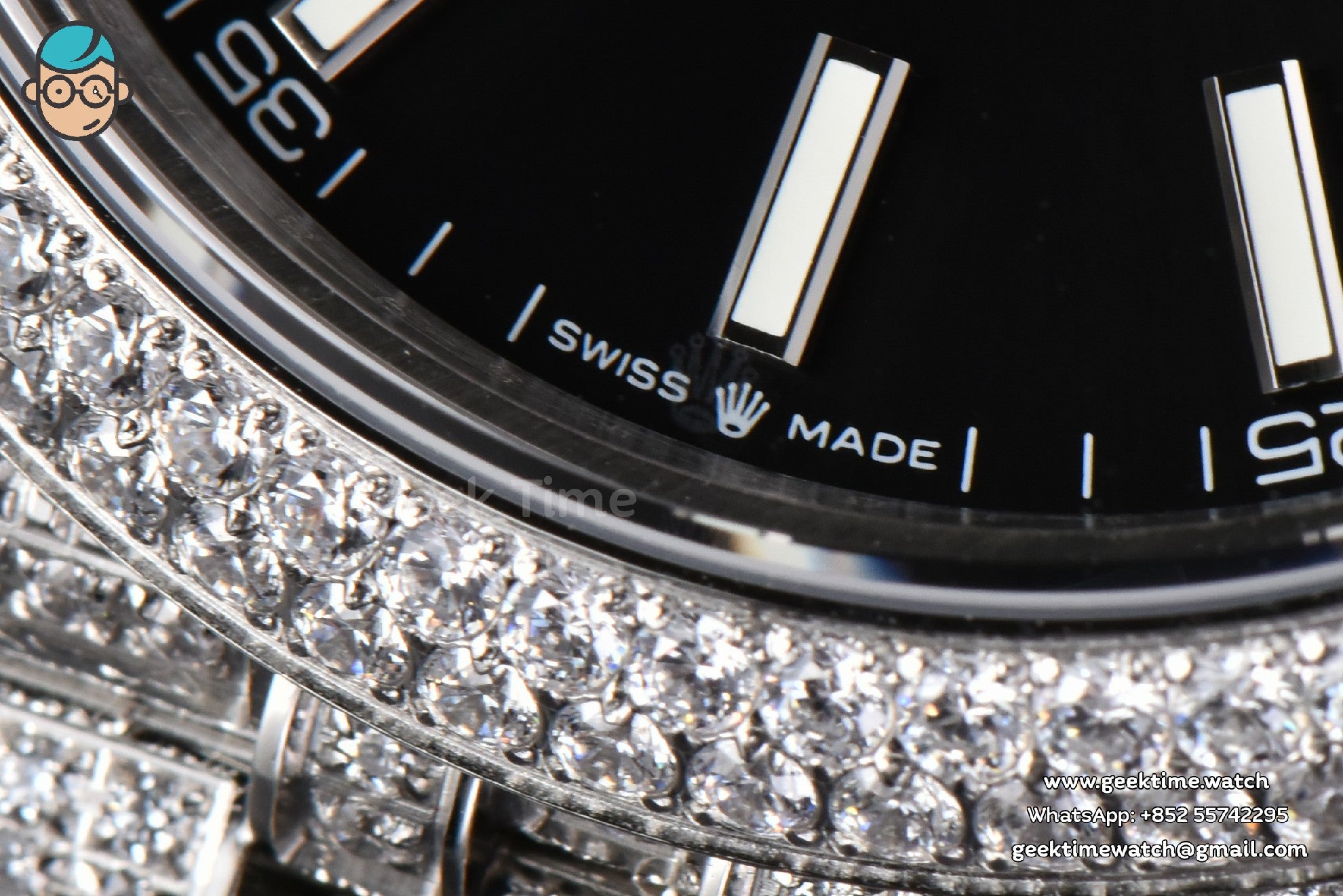 DateJust 41mm Full Diamond GMF Black Dial Jubilee Bracelet A2824 - Image 7