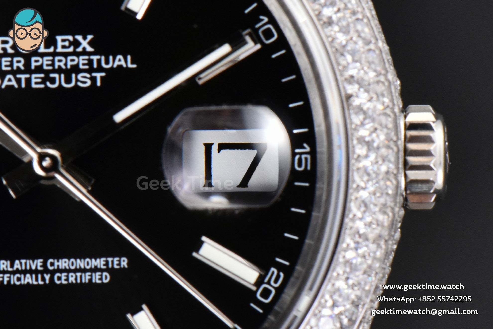 DateJust 41mm Full Diamond GMF Black Dial Jubilee Bracelet A2824 - Image 8