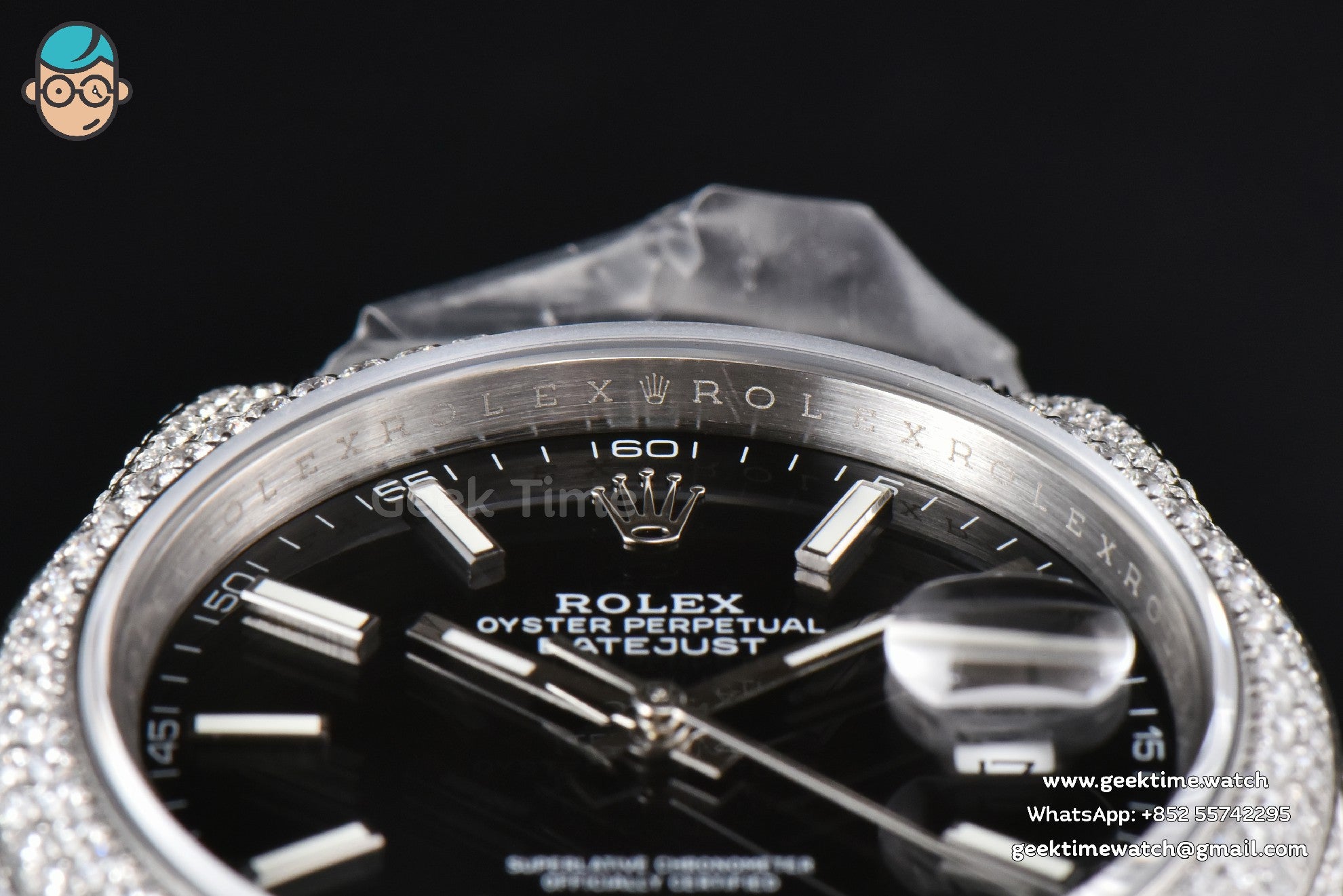 DateJust 41mm Full Diamond GMF Black Dial Jubilee Bracelet A2824 - Image 12