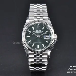 DateJust 36mm 126234 Clean CF quadrante verde menta bracciale Jubilee VR3235
