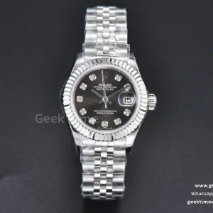 DateJust 28mm WF quadrante grigio indice diamantato bracciale Jubilee A2671