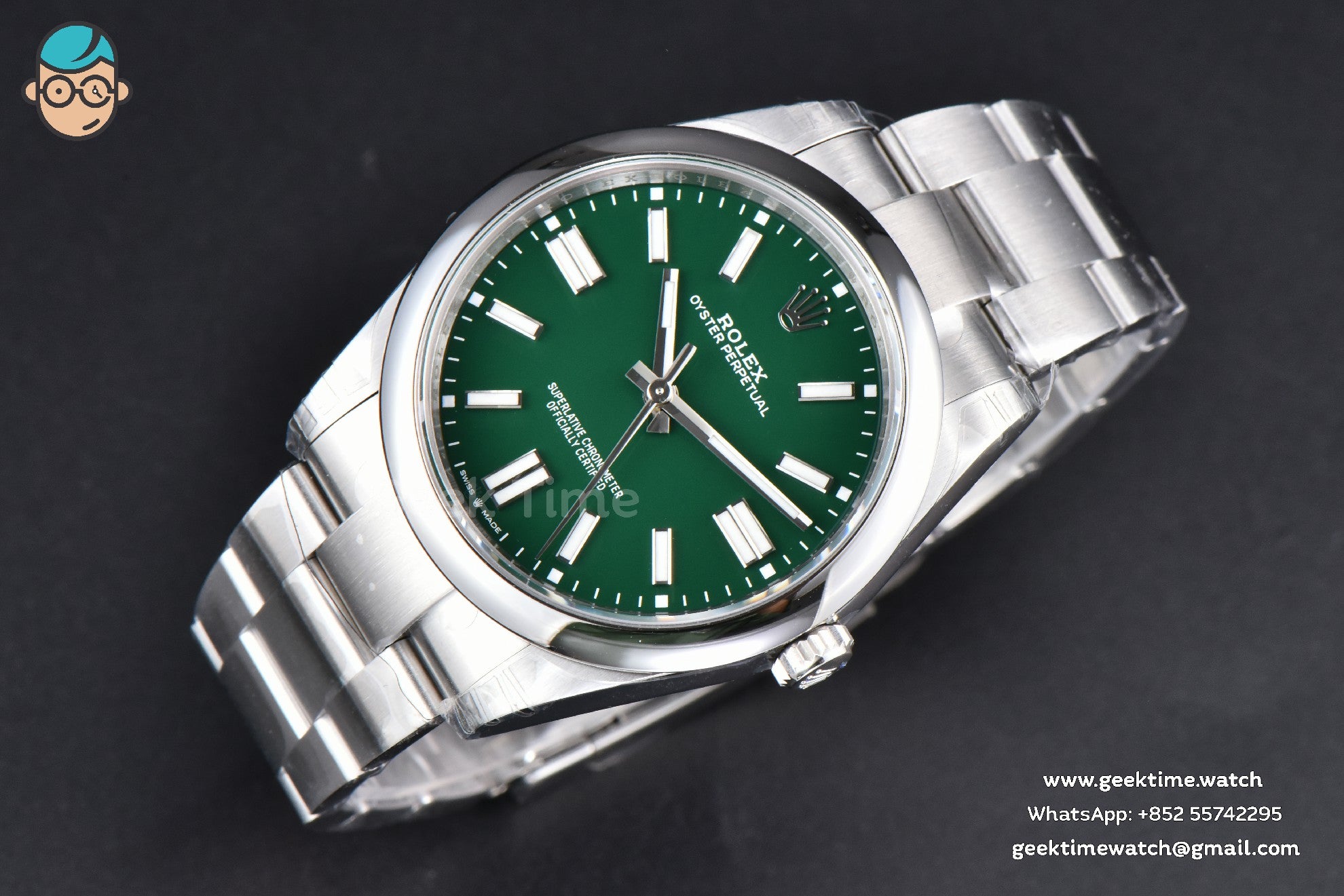 Oyster Perpetual 124300 41mm VSF 904L Green Dial Oyster Bracelet VS3235 - Image 4