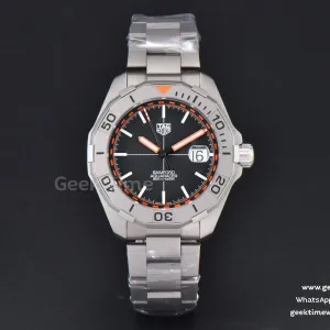 Aquaracer Bamford OF 43mm quadrante nero/arancione SS BraceletAquaracer Calibre 7 GMT OF 43mm lunetta blu/rossa quadrante nero Swiss SW200