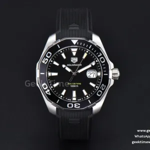 Aquaracer 300M OF 43mm quadrante nero cinturino in caucciù Quartz