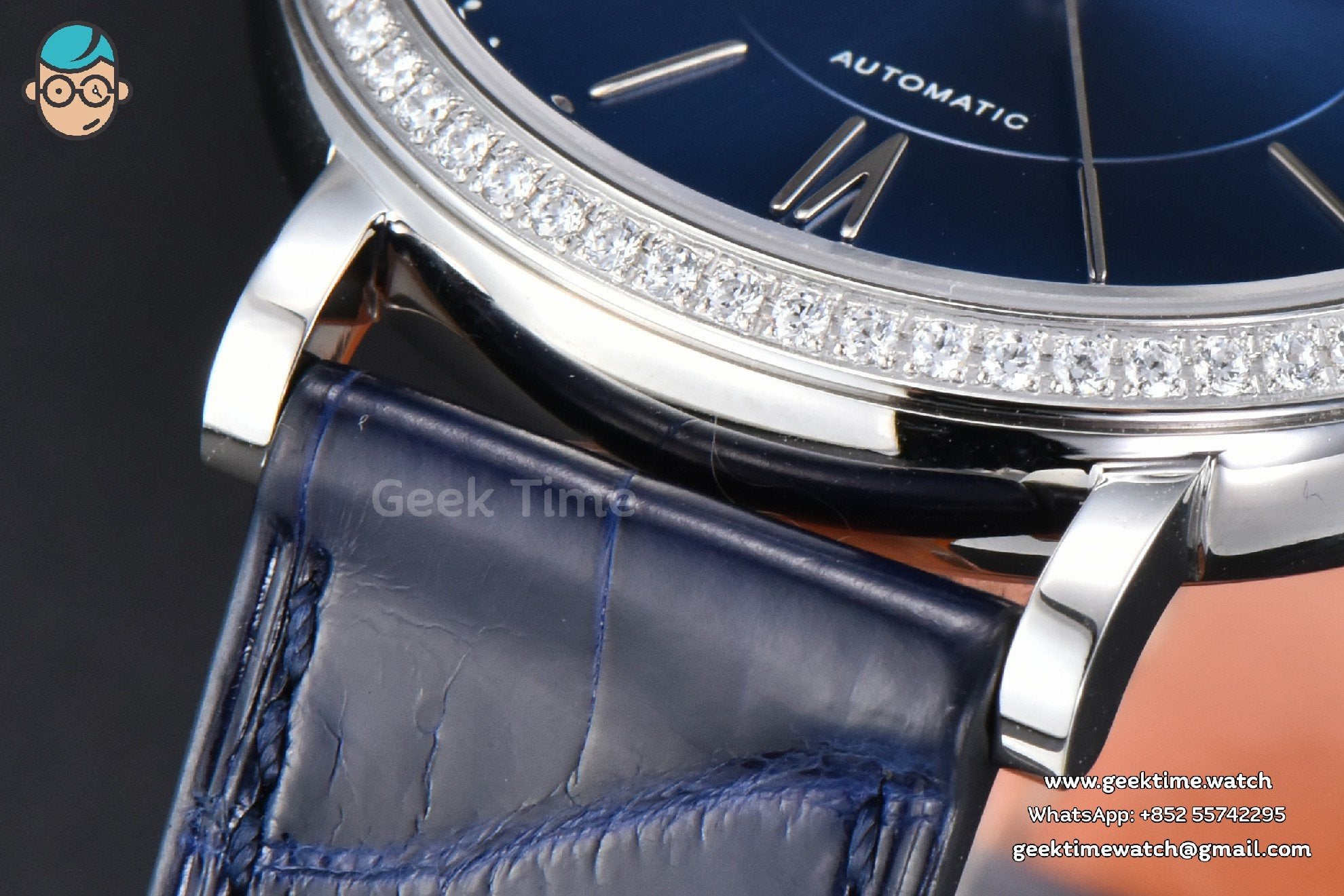 Portofino V7F 37mm Diamond Blue Dial Silver Marker Blue Leather Strap A2892 - Image 8
