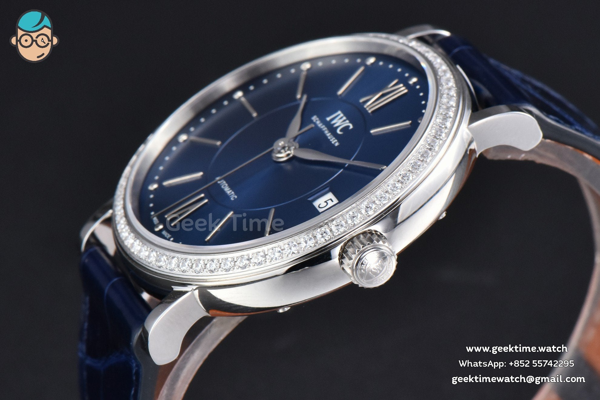 Portofino V7F 37mm Diamond Blue Dial Silver Marker Blue Leather Strap A2892 - Image 9