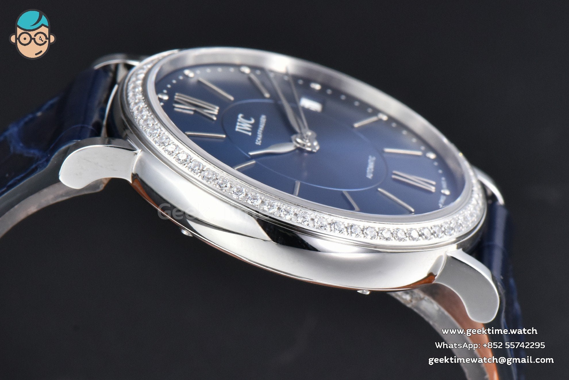 Portofino V7F 37mm Diamond Blue Dial Silver Marker Blue Leather Strap A2892 - Image 11