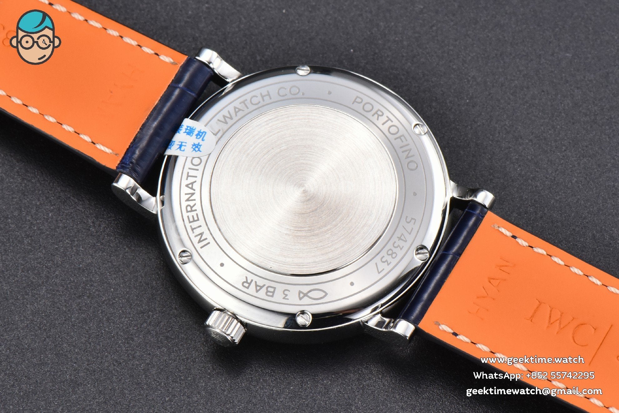 Portofino V7F 37mm Diamond Blue Dial Silver Marker Blue Leather Strap A2892 - Image 15