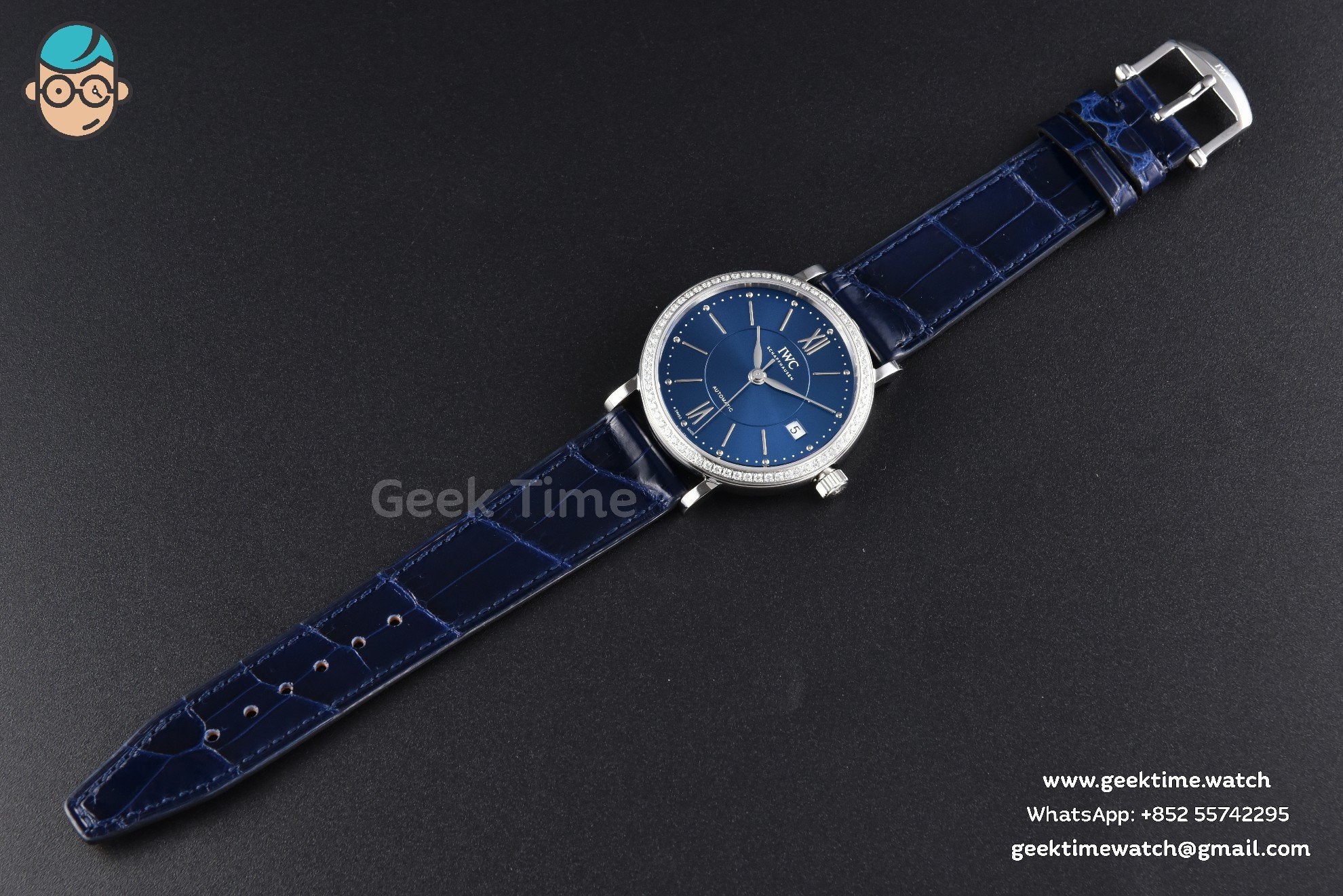 Portofino V7F 37mm Diamond Blue Dial Silver Marker Blue Leather Strap A2892 - Image 31