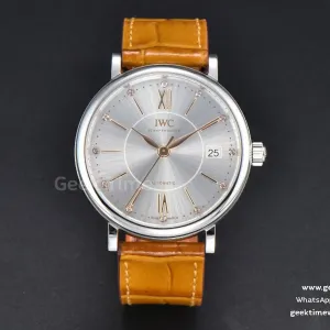 Portofino V7F 37mm esfera gris índices YG correa de piel marrón A2892