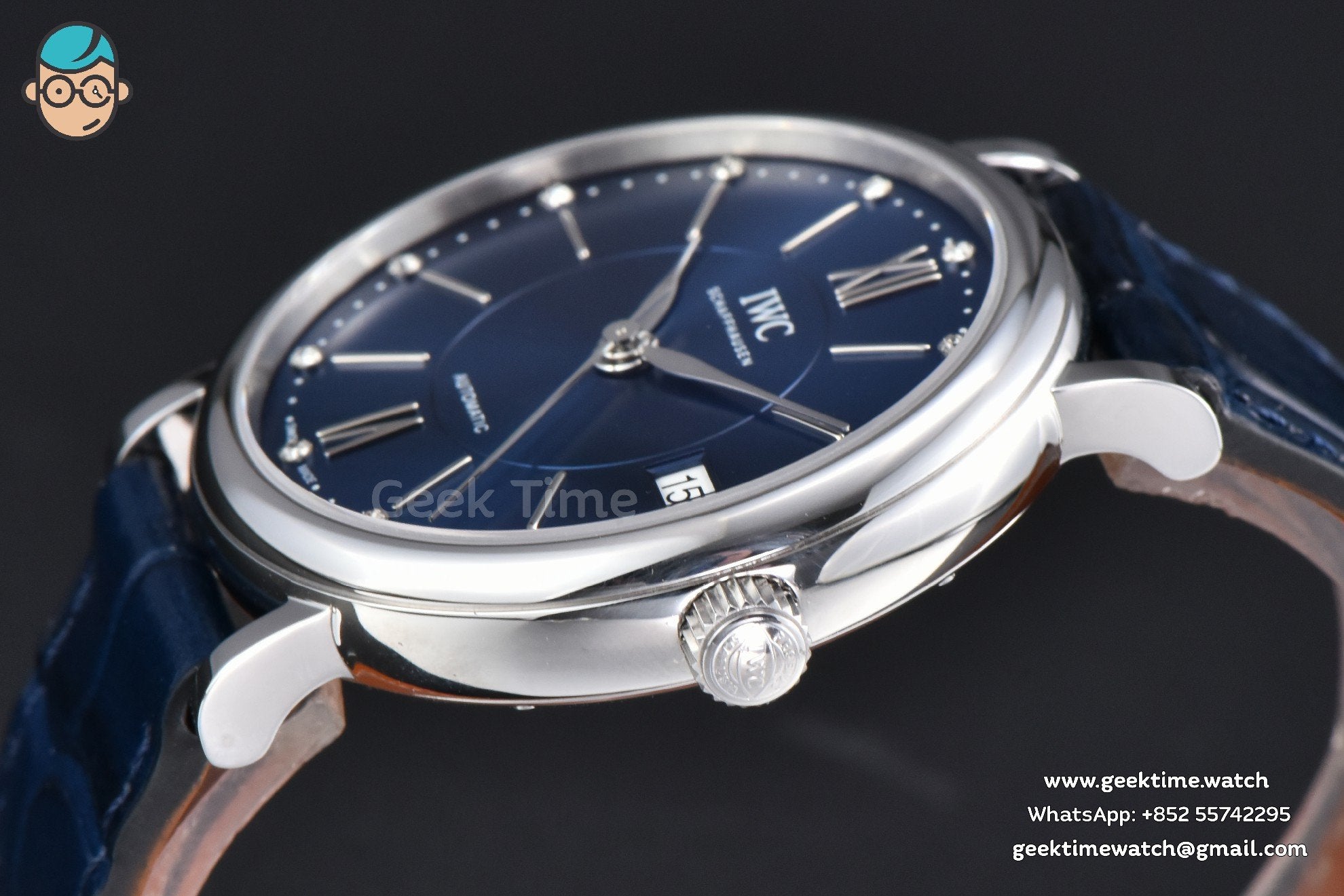 Portofino V7F 37mm Blue Dial Silver Marker Black Leather Strap A2892 - Image 9