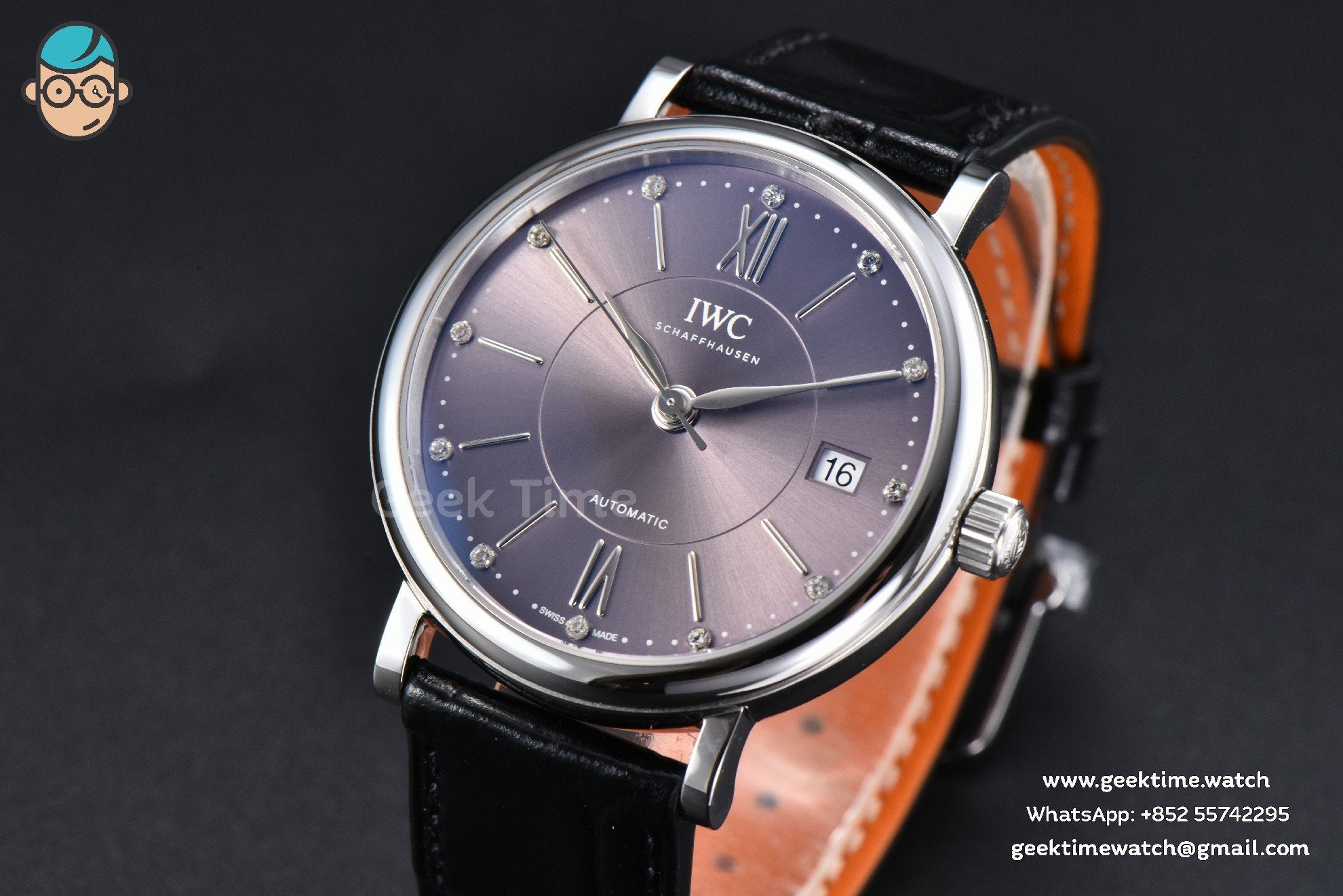 Portofino V7F 37mm Gray Dial Silver Marker Black Leather Strap A2892 - Image 2