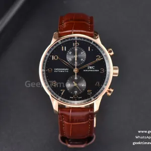 Portuguese Chrono RG ZF 41mm IW371210 esfera negra índices RG correa marrón efecto cocodrilo A52010