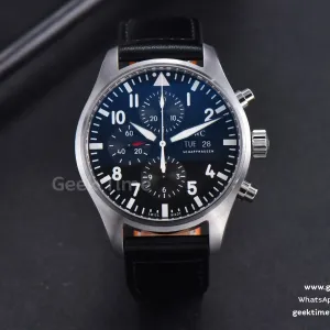 Pilot Chrono Spitfire IW377709 ZF 43mm quadrante nero cinturino in pelle nera A7750