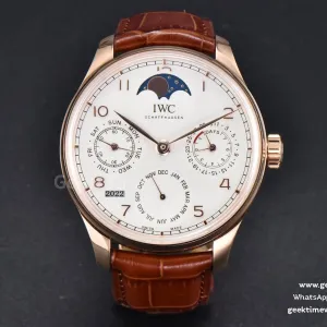Portugieser Perpetual Calendar IW5033 42mm RG APSF esfera blanca correa de piel marrón A52610 Clone