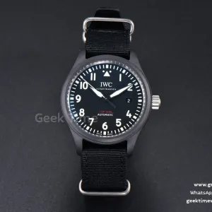 Pilot Top Gun IW326901 ZF 41mm ceramica nera cinturino in nylon nero A32111