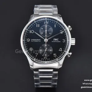 Portuguese IW371609 ZF 41mm esfera negra brazalete SS A96355