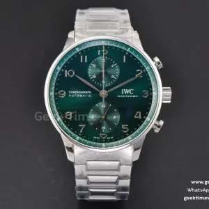 Portuguese Chrono IW3716 41mm RSF esfera verde brazalete SS A7750