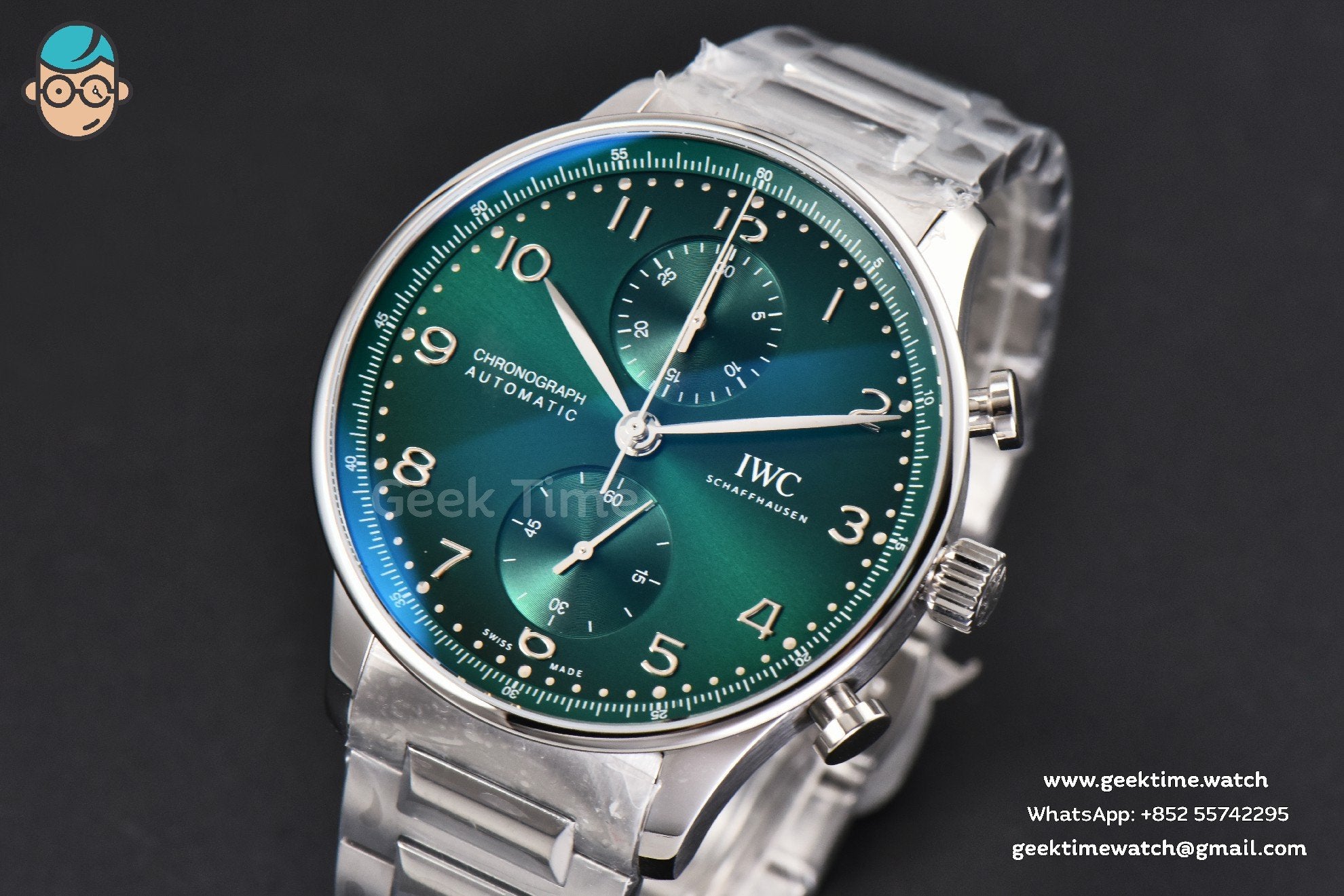 Portuguese Chrono IW3716 41mm RSF quadrante verde bracciale SS A7750 - Image 2