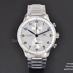 Portuguese Chrono IW3716 41mm RSF esfera blanca aguja azul brazalete SS A7750