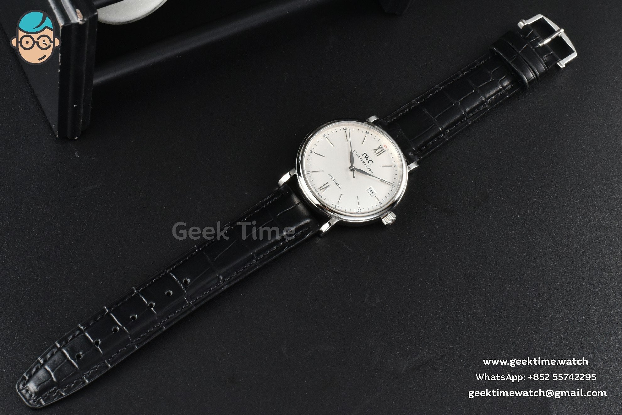 Portofino Automatic 40mm ZF White Dial Silver Hands Black Croc Strap A9019 - Image 10