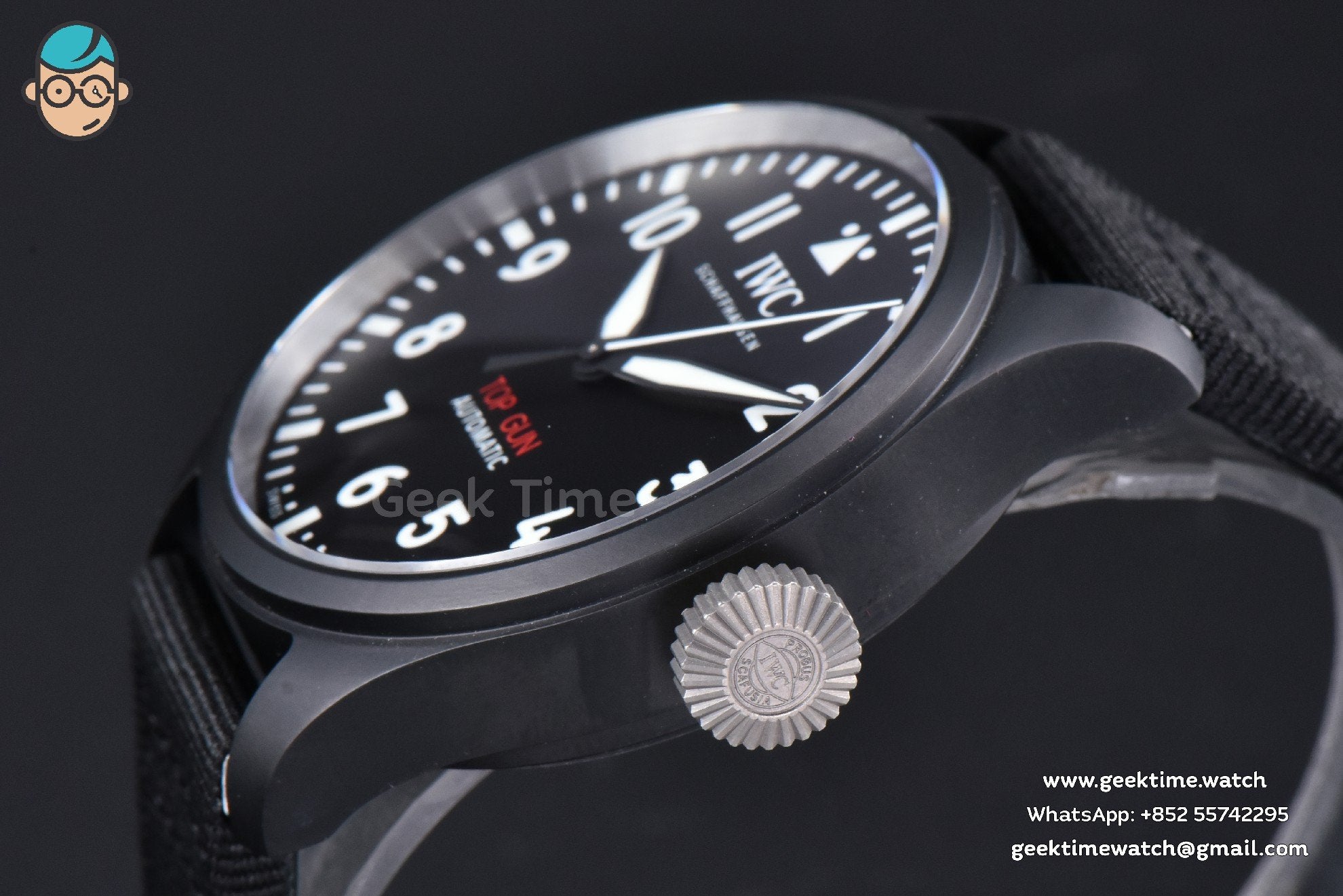 Top Gun IW326901 Ceramic 41mm M+F Black Dial Black Nylon Strap 9015 - Image 8