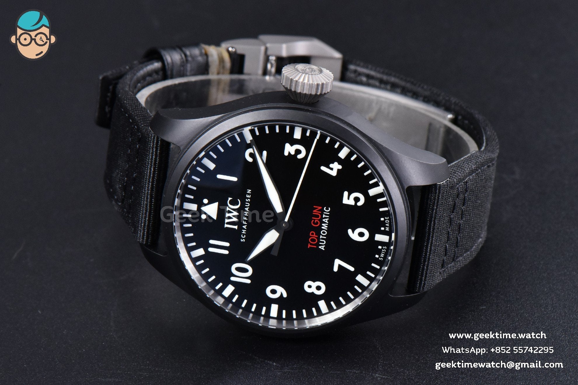 Top Gun IW326901 Ceramic 41mm M+F Black Dial Black Nylon Strap 9015 - Image 9