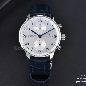 Portugieser Chrono IW371446 ZF 41mm esfera blanca correa azul Cal69355