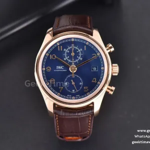 Portuguese Chrono IW390305 ZF 42mm esfera azul correa de piel marrón A7750