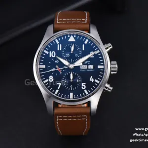 Pilot Chrono Spitfire IW377714 ZF 43mm quadrante blu cinturino in pelle marrone A7750