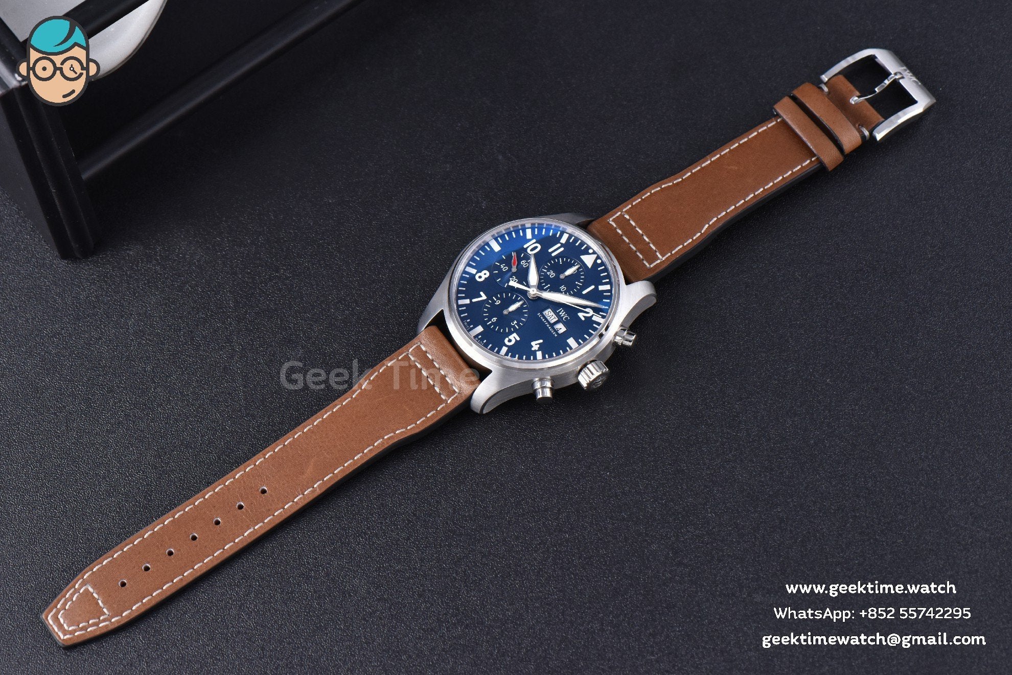 Pilot Chrono Spitfire IW377714 ZF 43mm Blue Dial Brown Leather Strap A7750 - Image 23