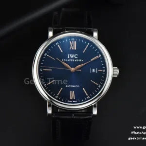 Portofino Automatic 40mm ZF quadrante blu lancette RG cinturino nero effetto coccodrillo A9019