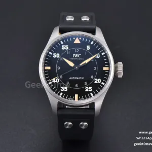 Big Pilot IW329701 Titan M+F 43.8mm schwarzes Zifferblatt schwarzes Kautschukarmband SEIKO 8N-24
